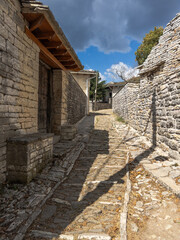 Stone alley in Monodendri village, Zagori, Greece