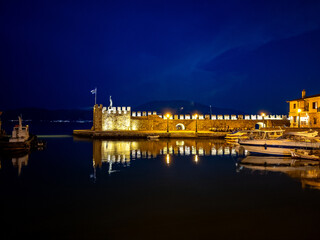 Nafpaktos harbour at night during New Year&rsquo;s Eve, Greece