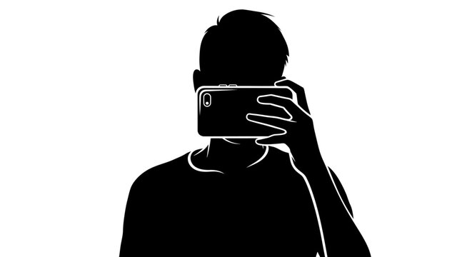 Silhouette of person taking photo with smartphone