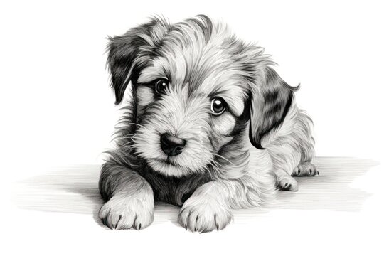 Dog in embroidery style drawing mammal animal.