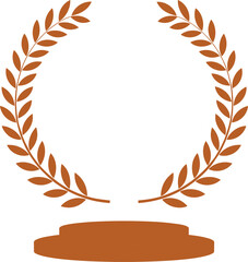 Golden laurel wreath award symbol isolated on white background, victory achievement emblem, success honor decoration illustration design