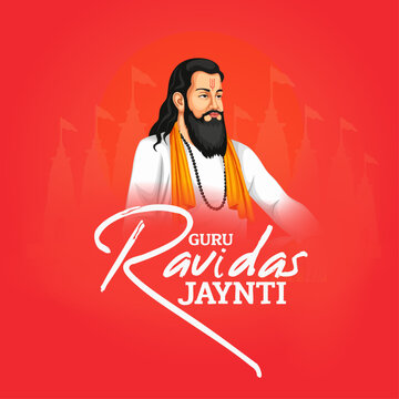 Guru Ravidas Jayanti Festival Greeting Illustration with Spiritual Saint Portrait