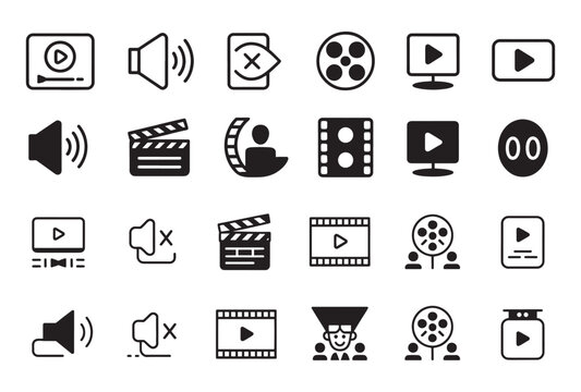 Video icon set. Cinema and movie symbol. Vector illustration.