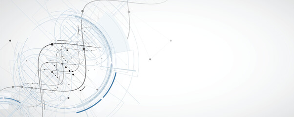 Obraz premium Futuristic genetic hexagons, DNA strands, connected neural web