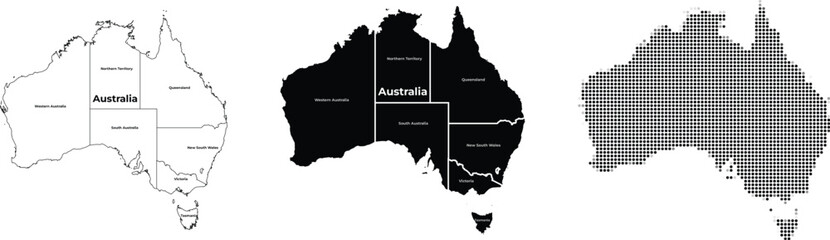Australia Map Vector Set with States and Territories © vector touch