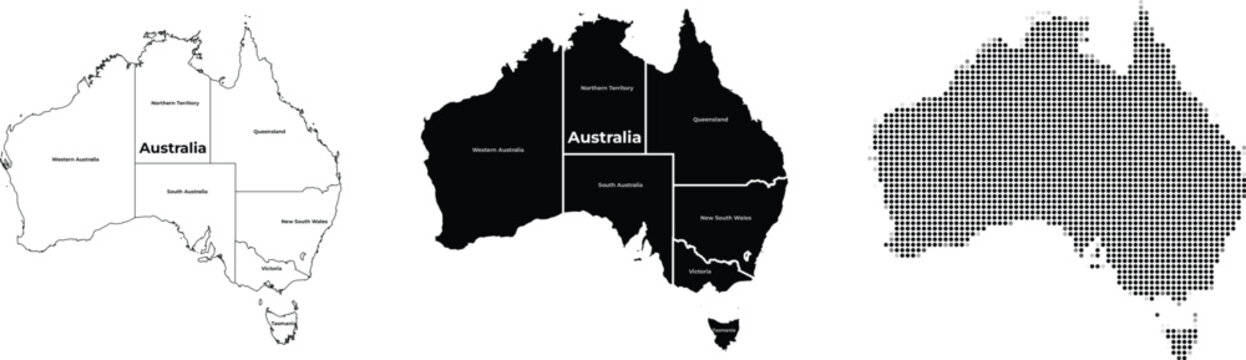 Australia Map Vector Set with States and Territories