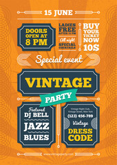 Vintage Party Poster Retro Event Flyer
