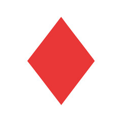 Obraz premium Red diamond playing card symbol in minimalist flat style, isolated on white background, clean geometric shape.