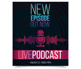 Retro vintage templates with microphones for online radio podcast and live broadcast, Podcast logo design 