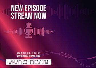 Retro vintage templates with microphones for online radio podcast and live broadcast, Podcast logo design 