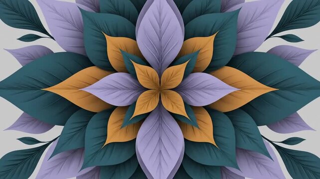 Pulsating Leaf Forms Dynamic animation of minimalist leaf shapes arranged in a tessellated, undulating design.