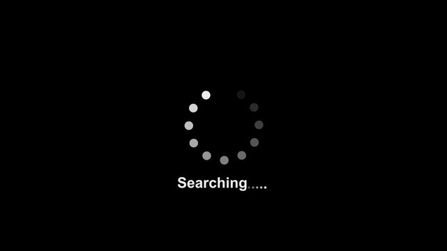 Circle Searching loading bar icon animation from 0 to 100%. Futuristic HUD searching progress loading. Setting updating icon. concept with alpha channel. Loading circle animation. Seamless Loop. Dots,