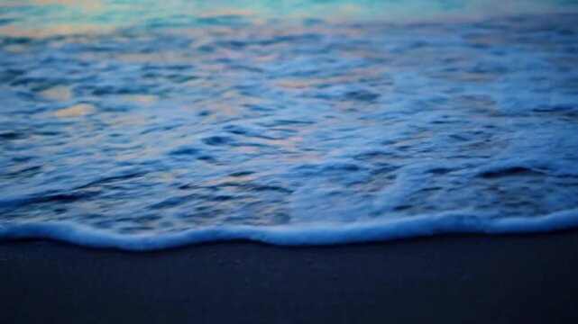 Minimal Luminous Shoreline Focusing on the serene, abstract interaction of glowing water and dark, textured coastal elements in a simplified composition.