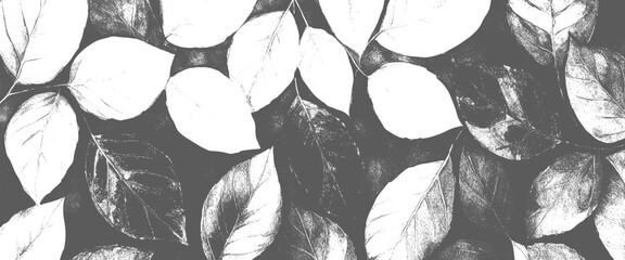 Vector black and white tree leaves 