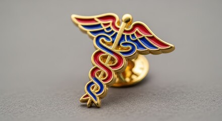 Caduceus symbol with wings, medical insignia