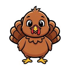 Obraz premium Cartoon Turkey Character with Big Eyes.