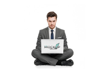 Businessman Using Laptop Mockup