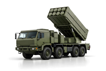 Obraz premium Modern Mobile Air-Defense Missile Launcher on White Background