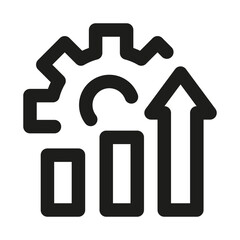 Obraz premium Gear wheel graph chart professional line icon. Professional Line Vector Icon with modern analytics and process concept, minimal clean outline design and scalable data visualization symbol