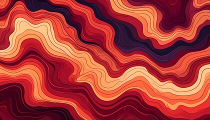 Fototapeta premium Vibrant wavy lines in warm orange and red hues create dynamic abstract pattern