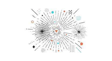 Obraz premium Abstract explosion of lines and shapes radiating from a central point.