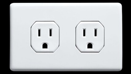 Two white electrical outlets on a wall plate. Concept Electrical outlets, Wall plate, White hardware, Home electrical, Indoor fixtures