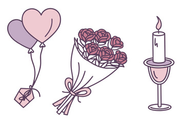 Romantic Decoration Icon Set Flat Vector White B (3) © dog