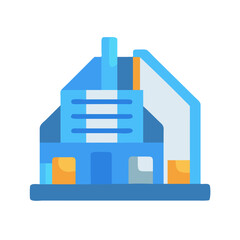 Obraz premium Illustration of a stylized blue building with windows on a black background