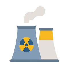Stylized nuclear power plant icon with smoke on a black background © Sharuzzaman
