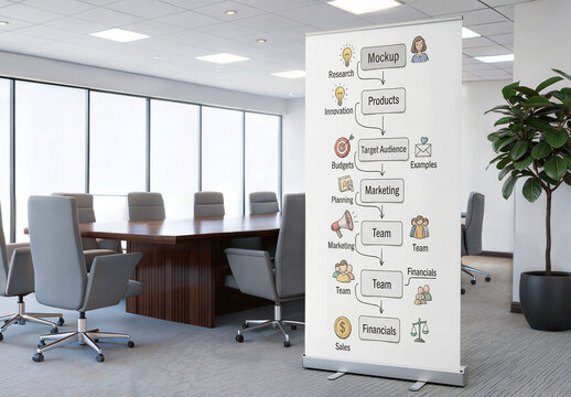 Meeting Room Roll Up Banner Mockup