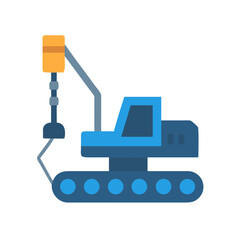 Naklejka premium Flat illustration of a pile driver machine on a black background