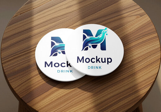 Round Drinks Coasters Mockup
