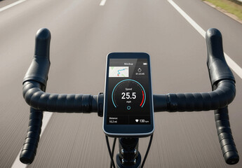 Smartphone Mounted On Bicycle Handlebars Mockup