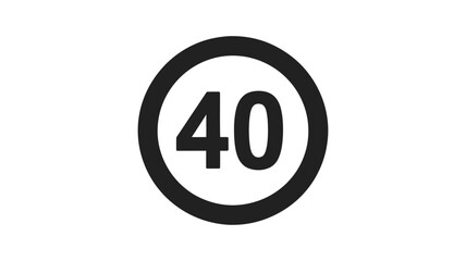 Obraz premium Circular speed limit indicator showing number forty isolated on checkered background for traffic control and road safety designs