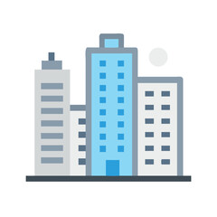 Naklejka premium Minimalist city skyline illustration with skyscrapers and a moon on a black background