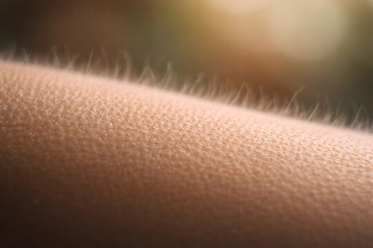 Close up of goosebumps, a reflex of hair follicles with an isolated background