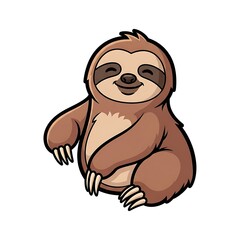 Obraz premium Cartoon Sloth Character with Claws Illustration.