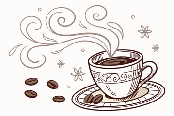 Obraz premium Hot Coffee Winter Illustration Flat Vector White (1)