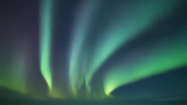 A calm and abstract aurora scene with soft flowing light waves