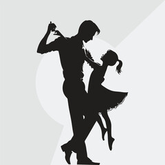 father holding dancing with daughter daddy daughter dance silhouette icon vector illustration design
