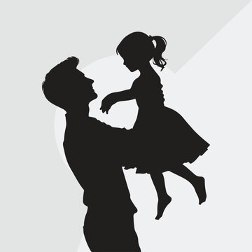 father holding dancing with daughter daddy daughter dance silhouette icon vector illustration design