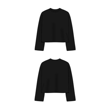 Vector plain black short longsleeve t-shirt