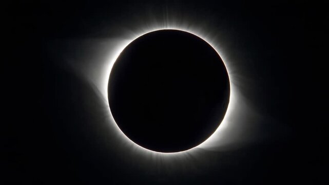 Spectacular solar eclipse displaying the sun's corona in a dark sky