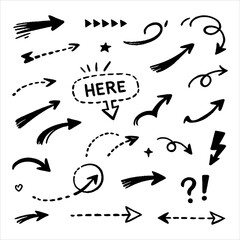 Obraz premium Creative Hand-Drawn Arrow Collection Expressive Doodle Icons for Design and Directional Concepts
