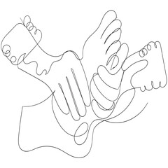 Obraz premium continuous line drawing foot massage illustration vector back and with