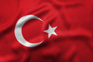 Obraz premium Turkey flag with white star and crescent on red