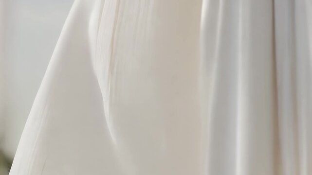 White curtain close-up in soft daylight