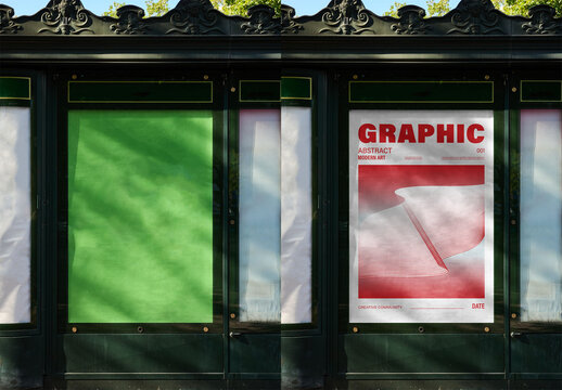 Mockup Of Customized Vertical Poster In Cabinet