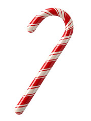 Obraz premium A festive Christmas peppermint candy cane with red and white stripes is a sweet holiday treat and sugar stick ornament isolated an iconic xmas celebration symbol