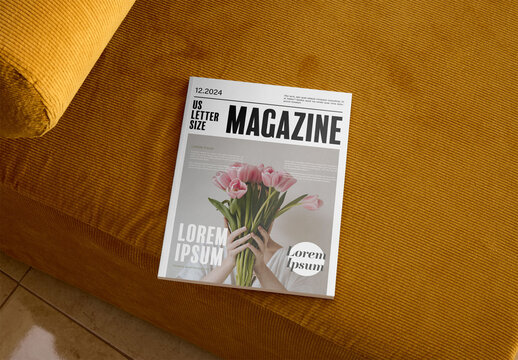 Mockup Of Us Letter Magazine With Customizable Front Cover